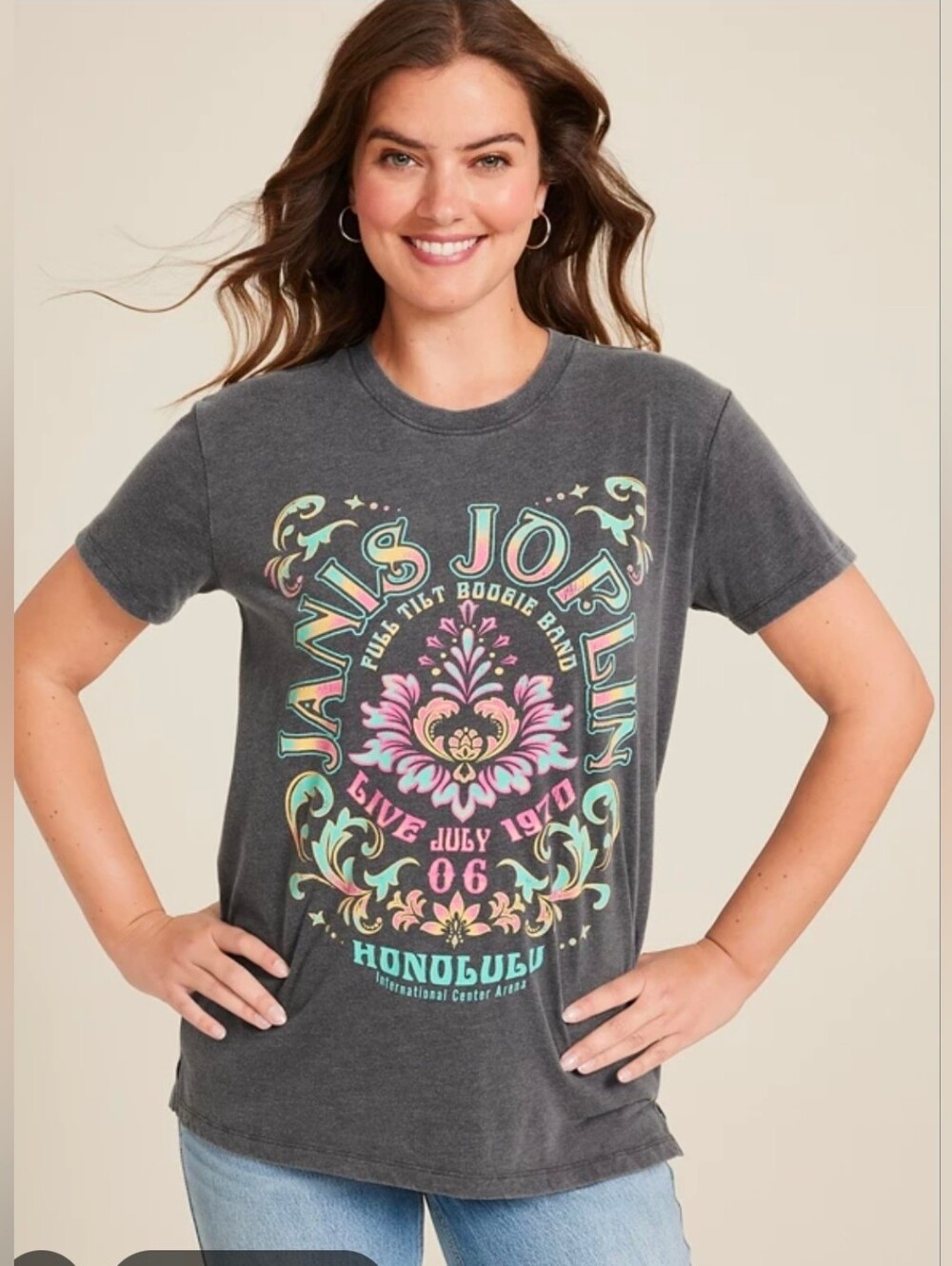NEW! Maurcies Janis Joplin Relaxed Fit Graphic Tee, Size Small